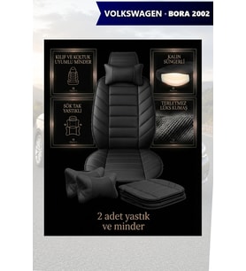 volkswagen bora 2002 Koltuk ve Kılıf uyumlu Minder Lüks Siyah Yastık 2 Minder 2 Yastık