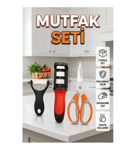 3’lü Çok Fonksiyonlu Mutfak Makası Seti – Et, Sebze ve Kapak Açma İçin