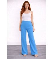 Beli Lastikli Bol Paça Polyester Pantolon