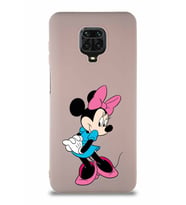 Xiaomi Redmi Note 9 Pro Soft Premier Kapak Minnie Mouse-F Tasarımlı Silikon Kılıf - Pudra (Şeffaf)