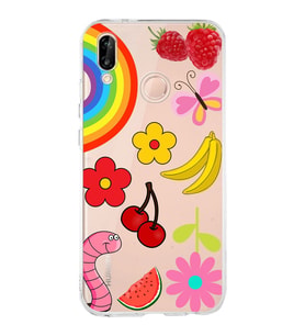 PrintiFy Huawei P20 Lite ile Uyumlu 1mm Slim Fit Water Color 5 Baskılı Şeffaf  Kılıf