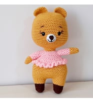 Amigurumi Örgü Oyuncak Ayı Kız (Hardal Sarısı)