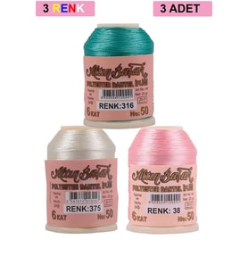 3 Adet Altınbaşak Oya ve Dantel İpi 20 gr - Royaleks - No: 375 - 038 - 316