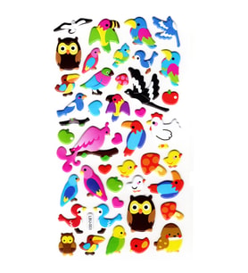 Sticker Kabartmalı Stiker Defter, Planlayıcı Etiket (lbu-003) - 17X9 cm - Sevimli Kuşlar
