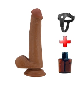 OdinsShop Belden Bağlamalı 22 cm Yeni Nesil Çift Katmanlı Realistik Vantuzlu Dildo Penis