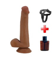 OdinsShop Belden Bağlamalı 22 cm Yeni Nesil Çift Katmanlı Realistik Vantuzlu Dildo Penis