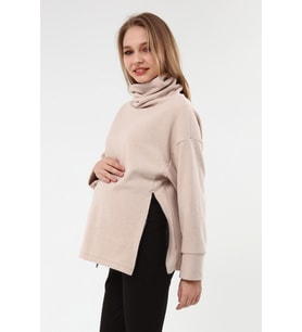 Luvmabelly MYRA4283 Fermuarlı Hamile Sweatshirt -Bej