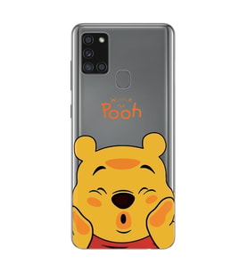 Samsung Galaxy A21S Uyumlu Winnie The Pooh Desenli Şeffaf Telefon Kılıfı