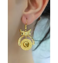 8 Ayar Çeyrek Altınlı Fiyonk Küpe