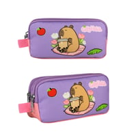 Capybara İlkokul Kalem Kutusu – Mor & Pembe 20 × 10 × 6