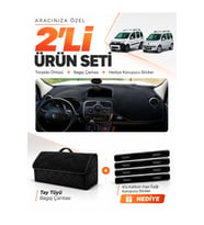 RENAULT KANGOO 3 (2010-2018) Uyumlu Torpido Örtüsü + Tay Tüyü Bagaj Çantası + Sticker Seti - Siyah