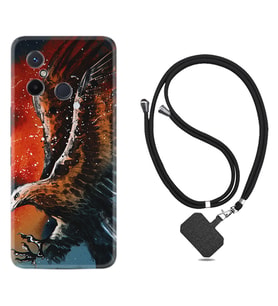 Xiaomi Redmi 12C Kılıf Silikon Boyun Askılı İpli Desenli Silikon Kartal Uçarken 1718