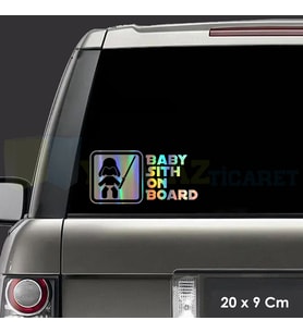 Arabada Savaşçı Bebek Var Hologram Cam Oto Sticker Etiket Çıkartma Renkli Çıkartma Aksesuar 20 x 9 Cm