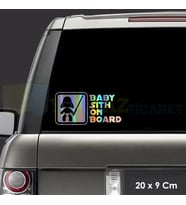 Arabada Savaşçı Bebek Var Hologram Cam Oto Sticker Etiket Çıkartma Renkli Çıkartma Aksesuar 20 x 9 Cm