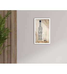 BK Home Rakı Tasarımlı Dekoratif Ahşap Beyaz Çerçeveli Tablo-8