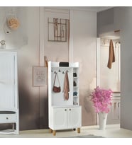 Lidya Portmanto Askılıklı Beyaz Raflı Ayakkabılık Dolap 80x37x195 cm