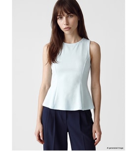LCW Vision Turkuaz Bisiklet Yaka Peplum Bluz