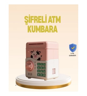 Mey İthalat® Çocuklar İçin Pembe ATM Görünümlü Elektronik Kumbara