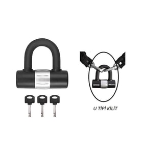 KİLİT U TİPİ 4 ANAHTARLI 16mm - MOTOSİKLET