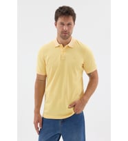 Sarı Polo Yaka Pike Kısa Kol Slim Fit %100 Pamuk Tişört 1011260171