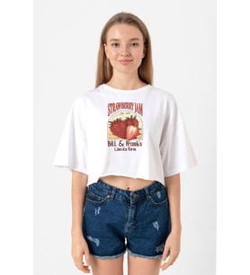 The Last Of Us Bill And Frank Strawberry Jam Beyaz Kadın Crop Tshirt