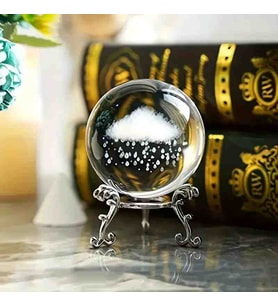Kristal Cam Kar Küresi 3D Boyutlu Metal Standlı Dekoratif Hediyelik Konsept Set – Özel Tasarım Premium Seri Şık Masaüstü Aksesuar Biblo Süs Ev Ofis Dekorasyonu