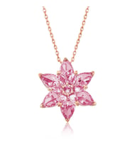 Gümüş Rose Pembe Lotus Çiçeği Kolye