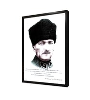 Mustafa Kemal Atatürk Yazılı Çerçeveli Mdf Tablo