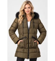 Dewberry Kadın %100 Polyester Kaban Haki Z9763 Katmanlı Kombin, Şehir ve Ofis Stili, Kazak ve Gömlek Kombini