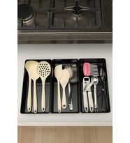 Parlak Siyah Kepçelik Organizer, Çekmece İçi Düzenleyici (30,8x15,4 cm)