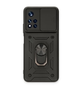 Xiaomi Redmi Note 11t Kılıf Pars Lens Yüzüklü Silikon - Siyah