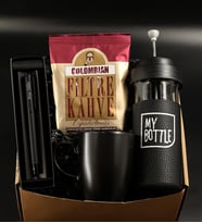 Kişiye Özel Mat Siyah Roller Kalem& French Press Cam Mug& Siyah Kupa& Colombian Filtre Kahve Hediye Seti