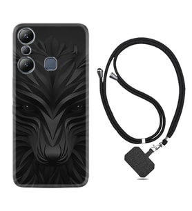 Infınix Hot 20i Kılıf Resimli Boyun Askılı İpli Desenli Silikon Black Fox 1325