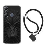 Infınix Hot 20i Kılıf Resimli Boyun Askılı İpli Desenli Silikon Black Fox 1325