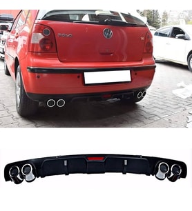 Vw Polo 9n2 Siyah Difüzör 4 Krom Egzoz Görünümlü Difizör Arka Ek Body Kit