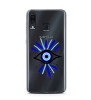 Samsung Galaxy A20/A30 Uyumlu Nazar Göz Desenli Şeffaf Telefon Kılıfı