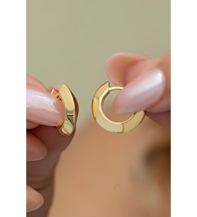 925 Ayar Gümüş Gold Kaplama 15 mm Halka Şarnel Küpe