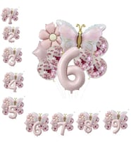 Gold Kelebek Papatyalı 6 Yaş Folyo Balon Set