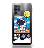 Oppo Reno 5 Lite Uyumlu Astronot Desenli Şeffaf Telefon Kılıfı
