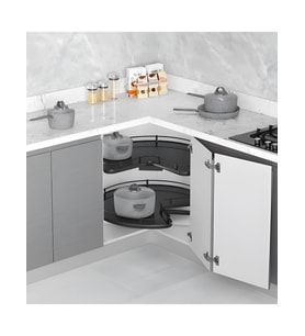Starax 3051-A Antrasit 3/4 Borusuz Ahşap Tablalı Döner Sepet Takımı