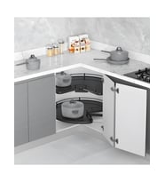 Starax 3051-A Antrasit 3/4 Borusuz Ahşap Tablalı Döner Sepet Takımı