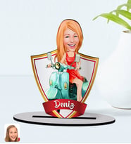BK Gift Kişiye Özel İsimli Kadın Karikatürlü Ahşap Biblo Model-24