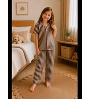 Night Kız Çocuk Çizgili Gecelik Pijama Takımı