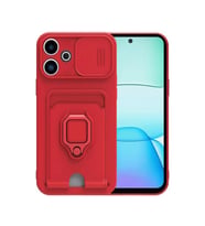 Xiaomi Redmi 13 4g Kılıf Zuma Kartvizitli Yüzüklü Silikon - Kırmızı