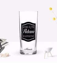 BK Gift Kişiye Özel Renkli Baskılı Rakı İçen Adam Tasarımlı Rakı Bardağı-1 (Beyaz)