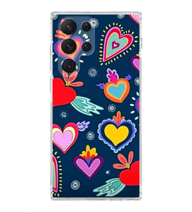 PrintiFy Samsung Galaxy S22 Ultra ile Uyumlu 1mm Slim Fit Retro Colors 3 Baskılı Şeffaf  Kılıf