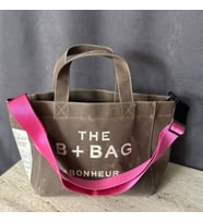 The B+Bag Bonhèur El ve Omuz Çantası Mumlu Kanvas Çanta (Kahve)