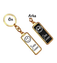 Kişiye Özel 1 Dargın 1 Barışık Emoji Anahtarlık 2 (Altın)