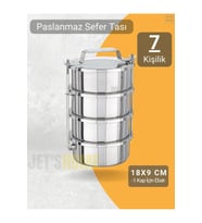 4’lü Sefer Tası 18x9 cm Yemek Taşıma Kabı Paslanmaz Çelik