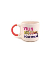 Yılın En Cool Öğretmen Baskılı Kırmızı Kulplu P Öğretmenler Günü Kupa